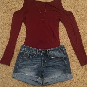 Charlotte Russe Red fancy shirt with cut out back